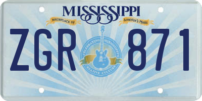 MS license plate ZGR871