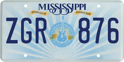MS license plate ZGR876