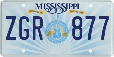 MS license plate ZGR877