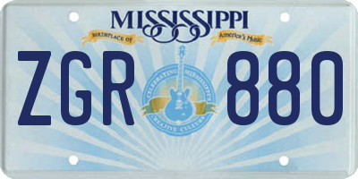 MS license plate ZGR880