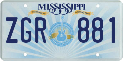 MS license plate ZGR881
