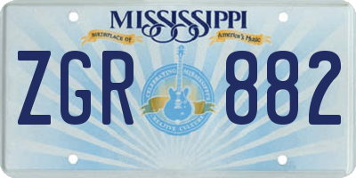MS license plate ZGR882