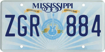 MS license plate ZGR884