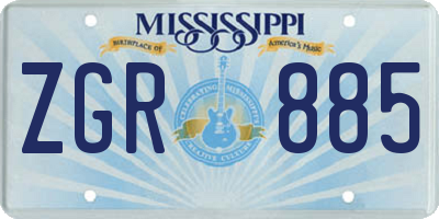 MS license plate ZGR885