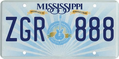 MS license plate ZGR888