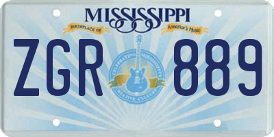 MS license plate ZGR889