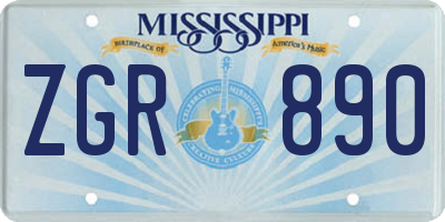 MS license plate ZGR890
