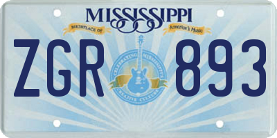 MS license plate ZGR893