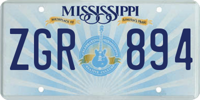 MS license plate ZGR894
