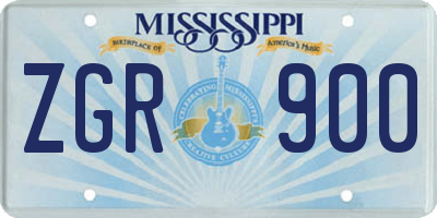 MS license plate ZGR900