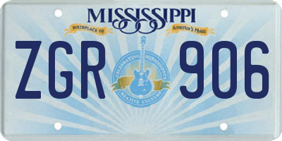 MS license plate ZGR906
