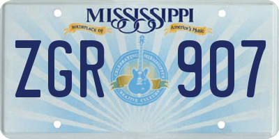 MS license plate ZGR907