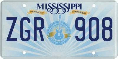MS license plate ZGR908