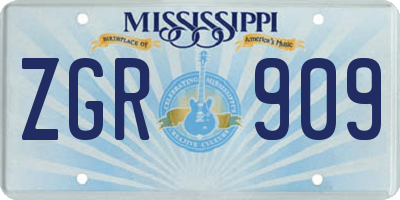 MS license plate ZGR909