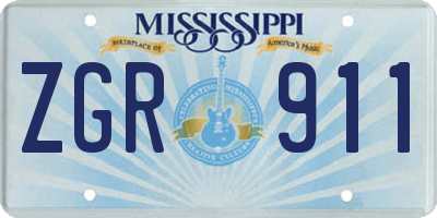 MS license plate ZGR911