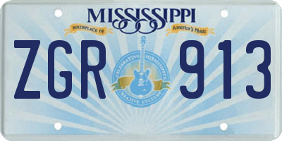 MS license plate ZGR913