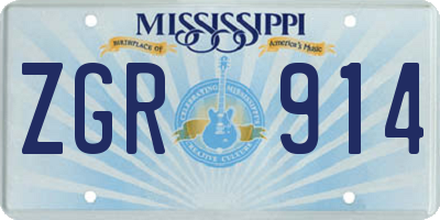 MS license plate ZGR914