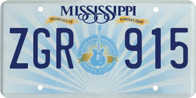 MS license plate ZGR915