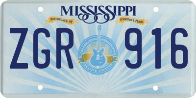 MS license plate ZGR916