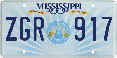 MS license plate ZGR917