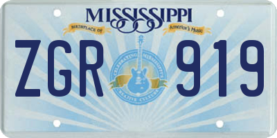 MS license plate ZGR919