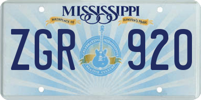 MS license plate ZGR920