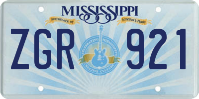 MS license plate ZGR921