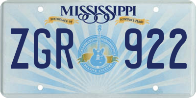 MS license plate ZGR922