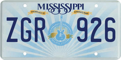 MS license plate ZGR926