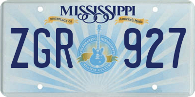 MS license plate ZGR927