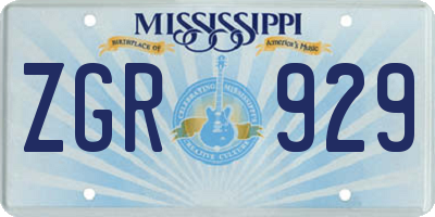 MS license plate ZGR929