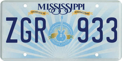 MS license plate ZGR933