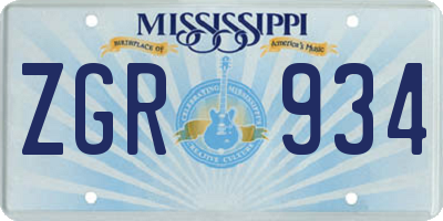 MS license plate ZGR934