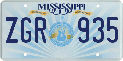 MS license plate ZGR935