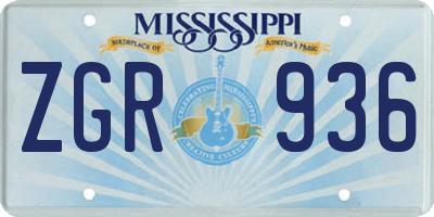MS license plate ZGR936