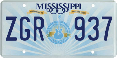 MS license plate ZGR937