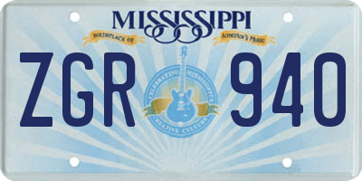 MS license plate ZGR940