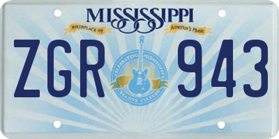 MS license plate ZGR943