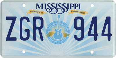 MS license plate ZGR944
