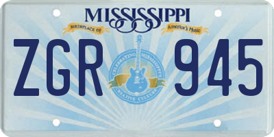 MS license plate ZGR945