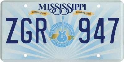 MS license plate ZGR947
