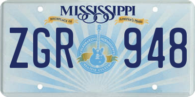 MS license plate ZGR948