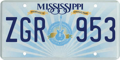MS license plate ZGR953