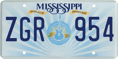 MS license plate ZGR954