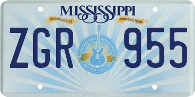 MS license plate ZGR955
