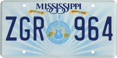 MS license plate ZGR964