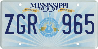 MS license plate ZGR965