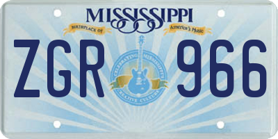 MS license plate ZGR966