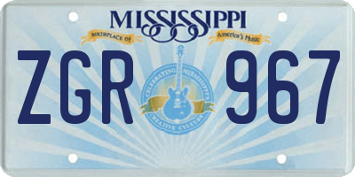 MS license plate ZGR967