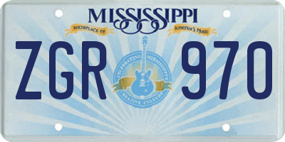 MS license plate ZGR970